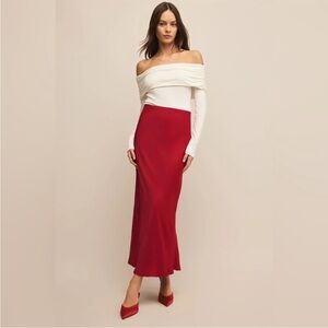 Z Supply Europa Maxi Skirt Haute Red Satin  Size XS